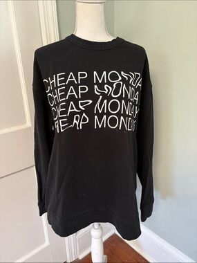 Cheap Monday Black Sweatshirt with White Distorted Logo Oversized XS